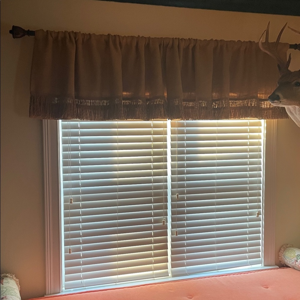 Chic Tan Drapes with Fringe Detailing